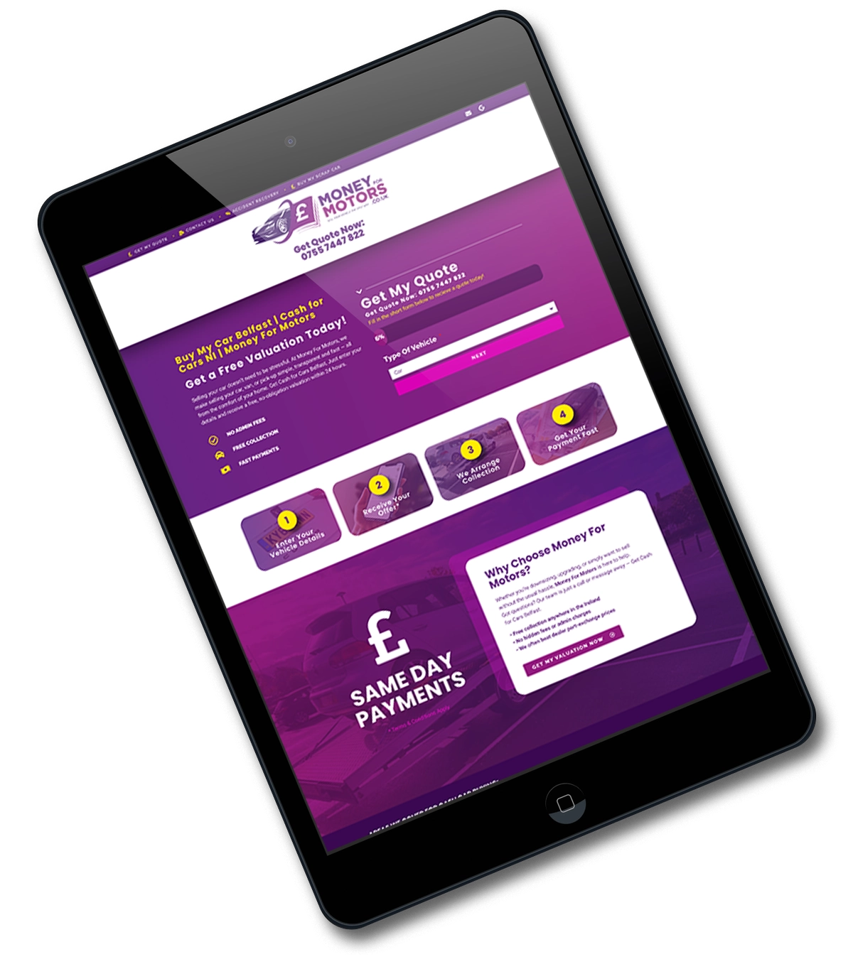 Multi-step enquiry form website Northern Ireland